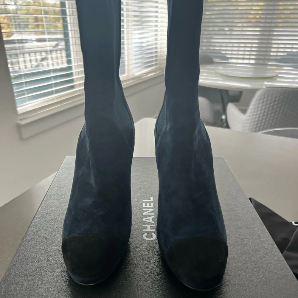 Black/Blue Chanel Booties size38 - Picture 2 of 4